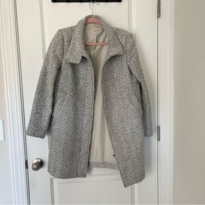 LOFT Gray Herringbone Tweed Zip Up Coat With Pockets Size Small